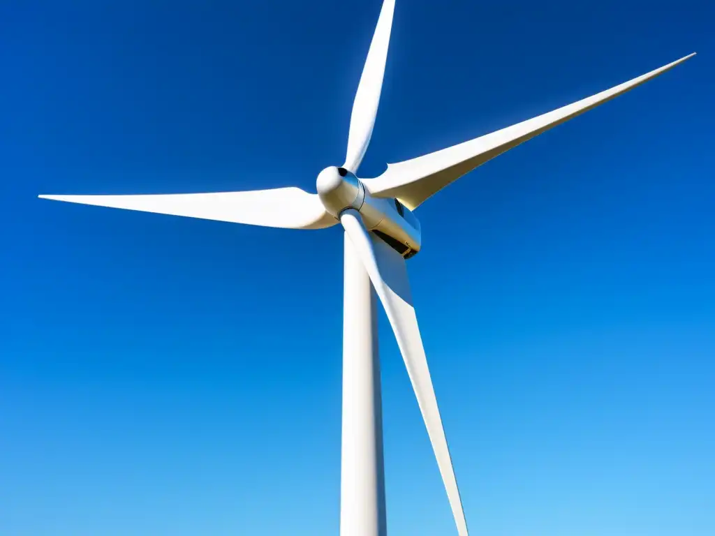 Un aerogenerador sin aspas en un cielo azul claro, representando la innovación en energía eólica sostenible