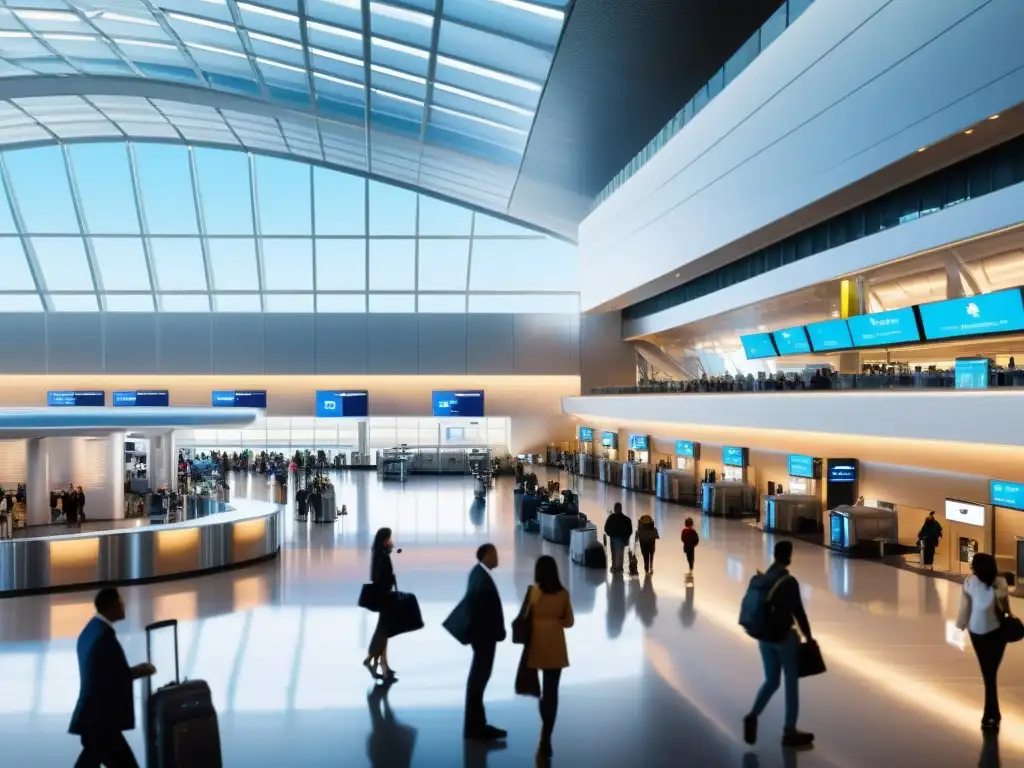 Un aeropuerto moderno y sofisticado, donde la IA transforma la experiencia del turismo