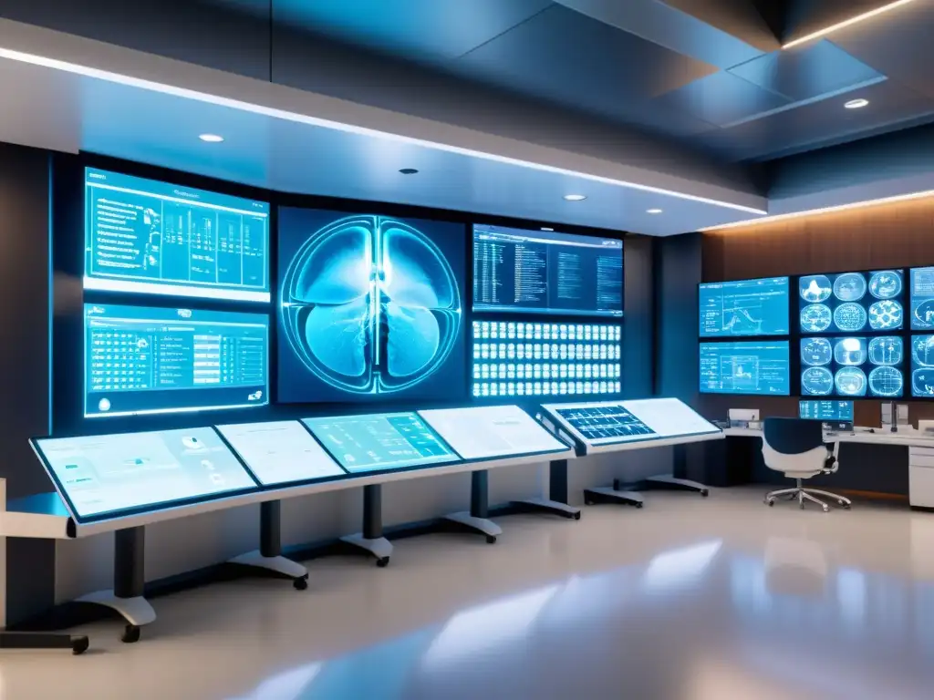 Centro de Investigación Médica con Tecnología AI de Vanguardia Avances en investigación médica con IA: Instalación de vanguardia, tecnología AI de punta, investigadores colaborativos desarrollando soluciones innovadoras