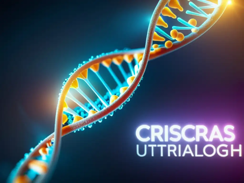 Avanzada edición genética para una vida mejorada, con detalles ultraprecisos y moléculas brillantes modificando ADN con tecnología de vanguardia