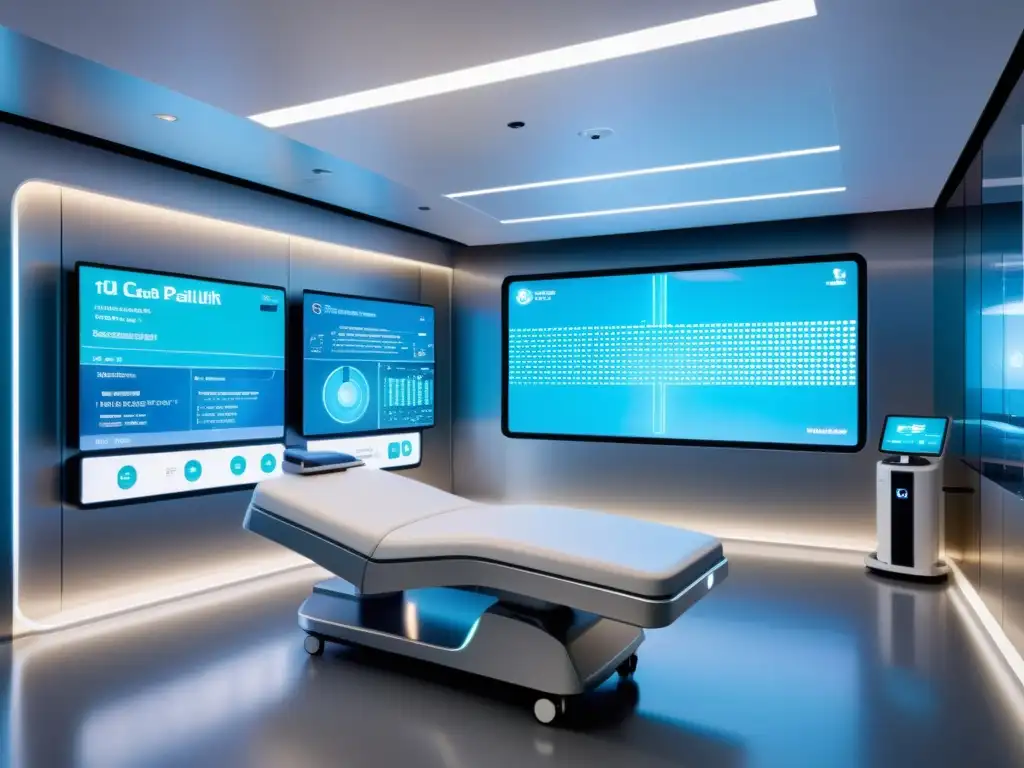 Avanzada medicina personalizada con inteligencia artificial en futurista instalación médica con tecnología de vanguardia y cuidado personalizado