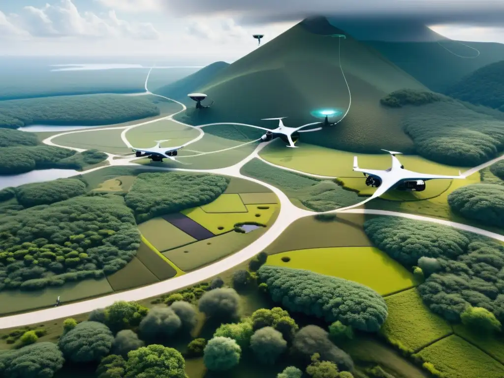 Avanzado sistema de monitoreo de conservación de vida silvestre con IA y tecnología integrada, sensores, drones y cámaras en hábitat natural