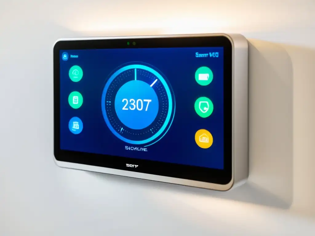 Avanzado sistema de seguridad para casas inteligentes IoT con panel de control futurista y dispositivos integrados