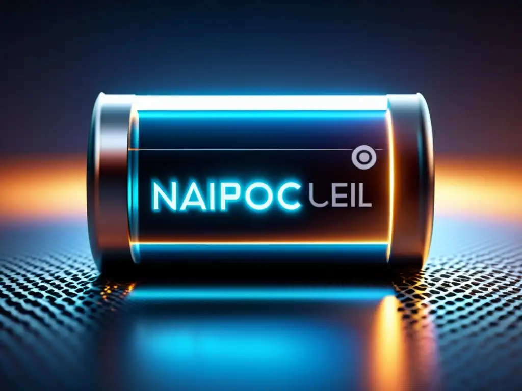 Revolution de las baterías nanotecnológicas: Detalle ultrapreciso de una célula de batería nanoestructurada en un laboratorio futurista