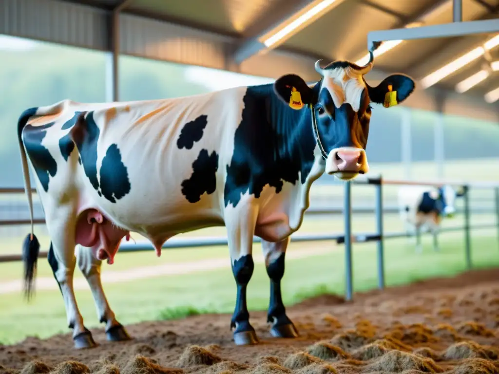 Un brazo robótico avanzado cuida con precisión a las vacas en un establo automatizado