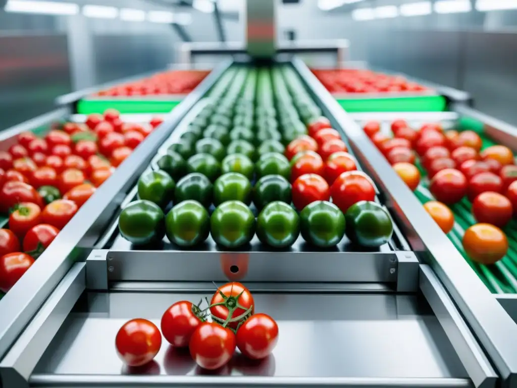 Un brazo robótico de última generación coloca con precisión y eficiencia tomates recién cosechados en una cinta transportadora