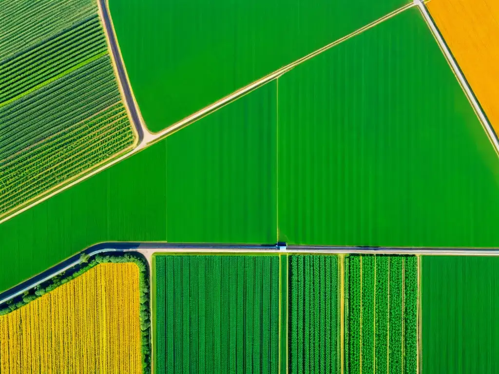 Un campo de agricultura de precisión, con cultivos monitoreados por dispositivos IoT