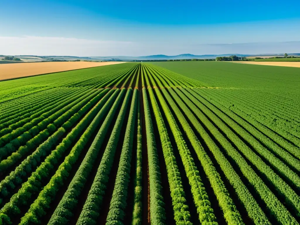Campo agrícola tecnológico: alta resolución Un campo agrícola tecnológico y exuberante con maquinaria automatizada de vanguardia