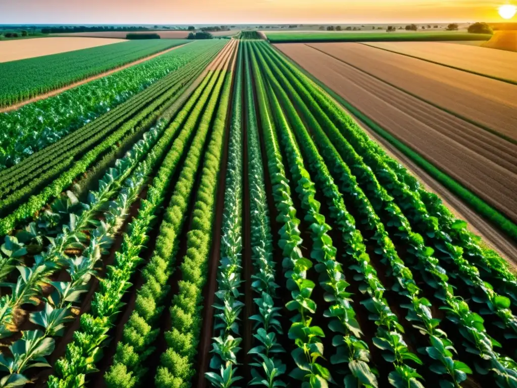 Un campo agrícola moderno con cultivos resistentes al cambio climático