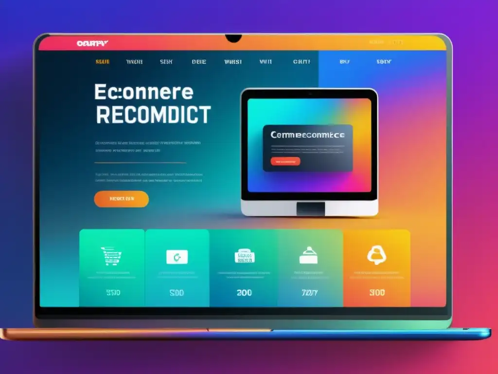 Captura de pantalla de interfaz futurista de comercio electrónico con personalización extrema y algoritmos de inteligencia artificial