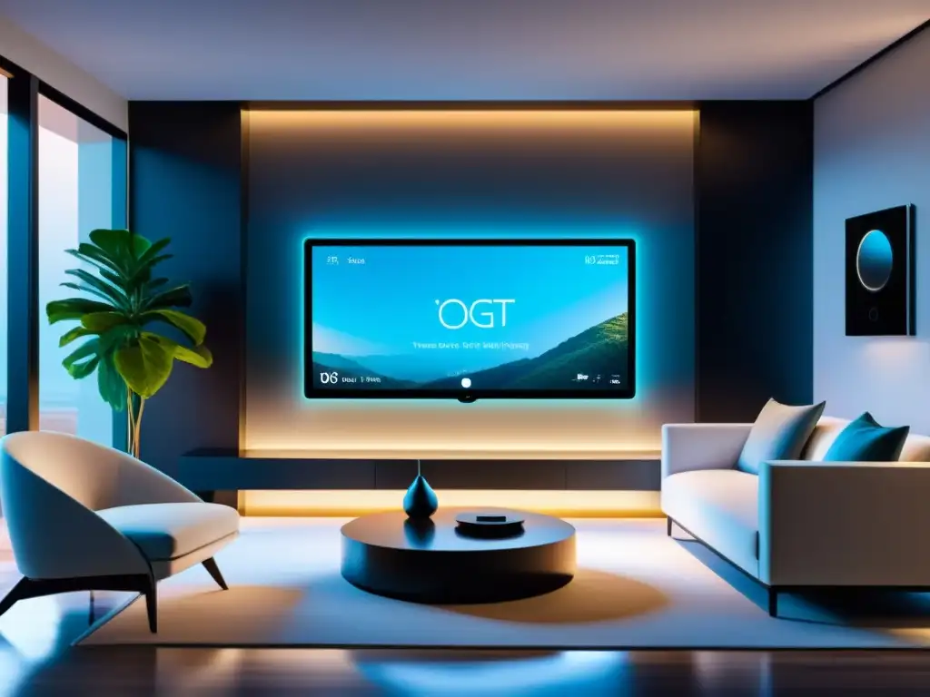 Smart home futurista: Integración perfecta de IoT y diseño ético Una casa inteligente futurista con responsabilidad ética en la IoT