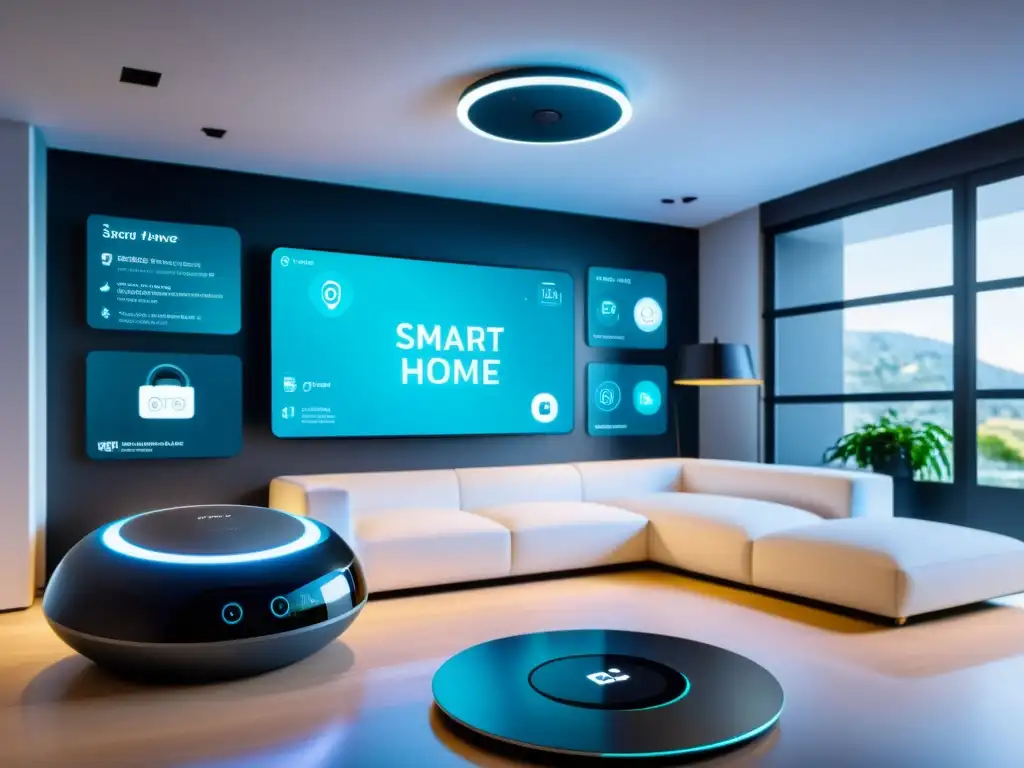 Una casa inteligente moderna con dispositivos IoT y riesgos de seguridad en IoT