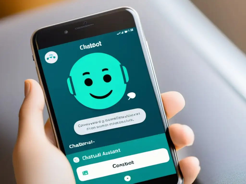 Un chatbot inteligente brinda atención al cliente de manera eficiente y personalizada en una interfaz moderna de teléfono