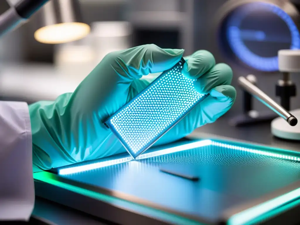 Edición genética: manos expertas en laboratorio Un científico edita material genético con herramientas precisas en un laboratorio