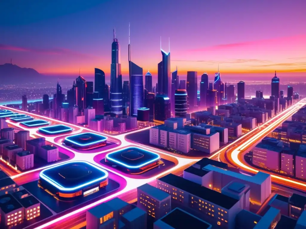 Una ciudad futurista de alta tecnología con seguridad revolucionaria gracias a blockchain y IoT