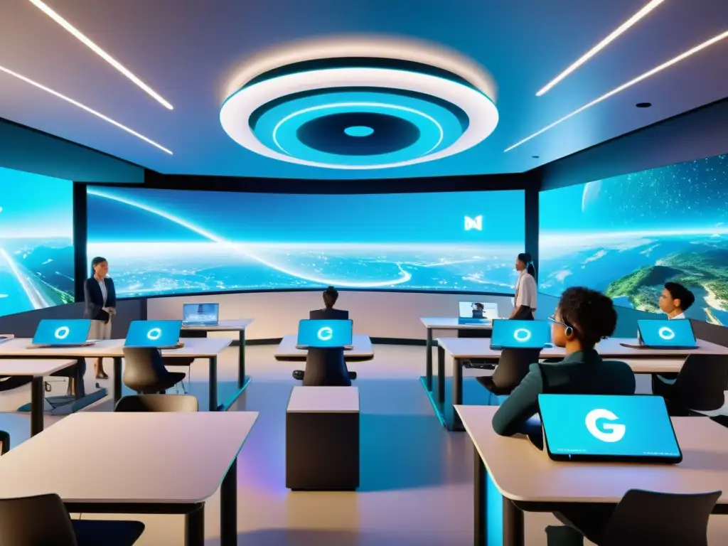 Clase futurista con tecnología 5G para educación