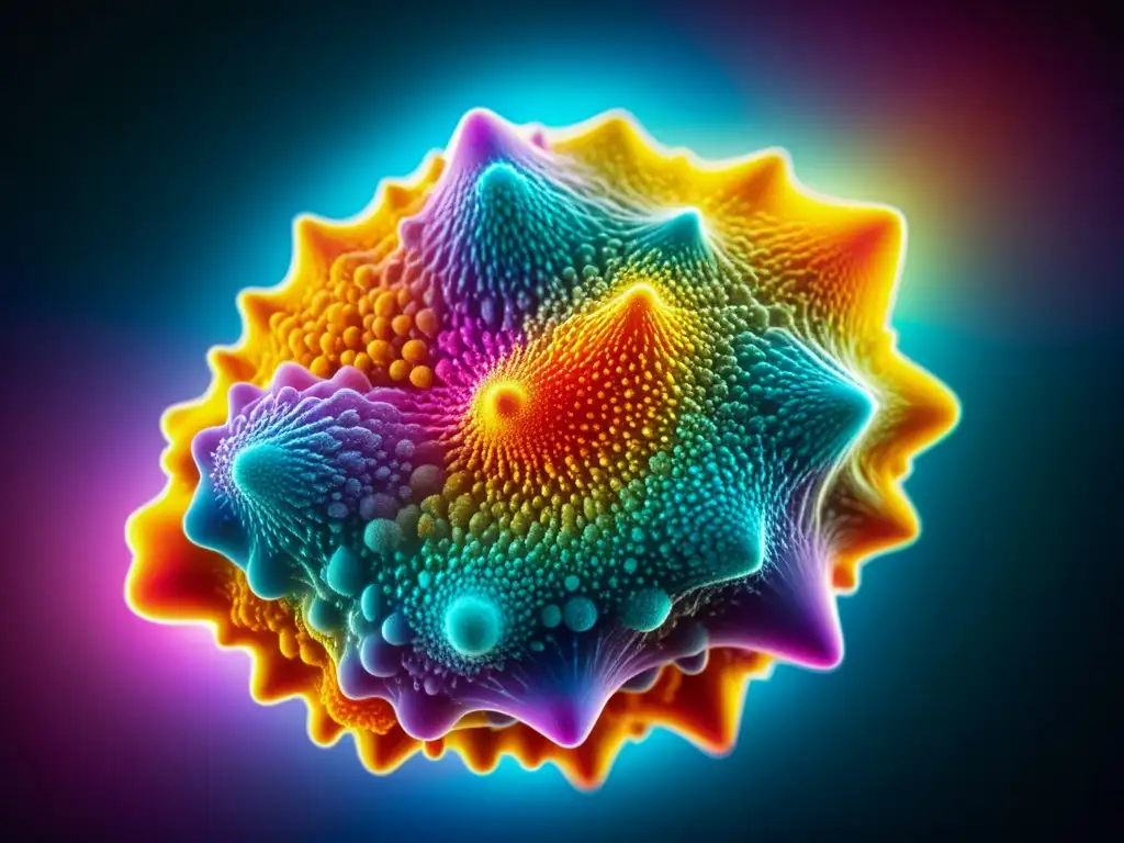 Closeup de nanoplásticos tecnologías emergentes bajo microscopio, con formas variadas y colores vibrantes