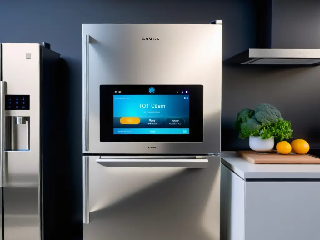 Una cocina futurista con dispositivos IoT integrados que personalizan la experiencia del consumidor