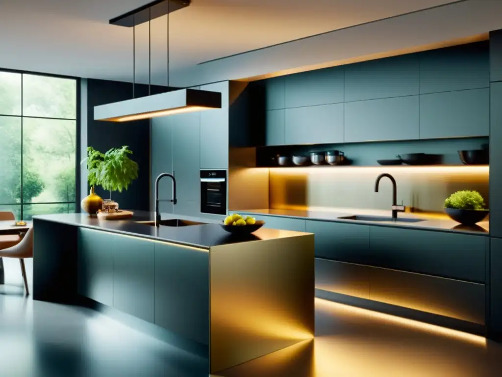 Kitchen nanotecnológica: tecnología de vanguardia en la vida diaria Una cocina moderna con electrodomésticos y encimeras de aspecto elegante, que muestra la integración de la nanotecnología en la vida cotidiana