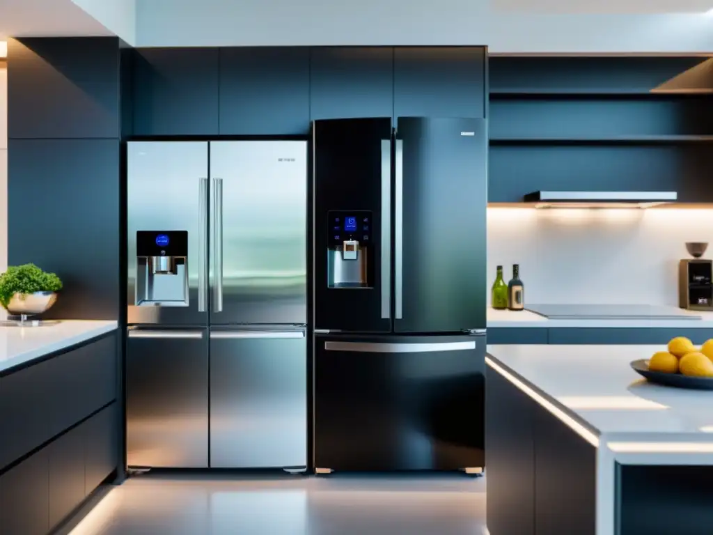 Una cocina moderna con IoT en la vida cotidiana: refrigerador inteligente, asistente de voz y cafetera automatizada