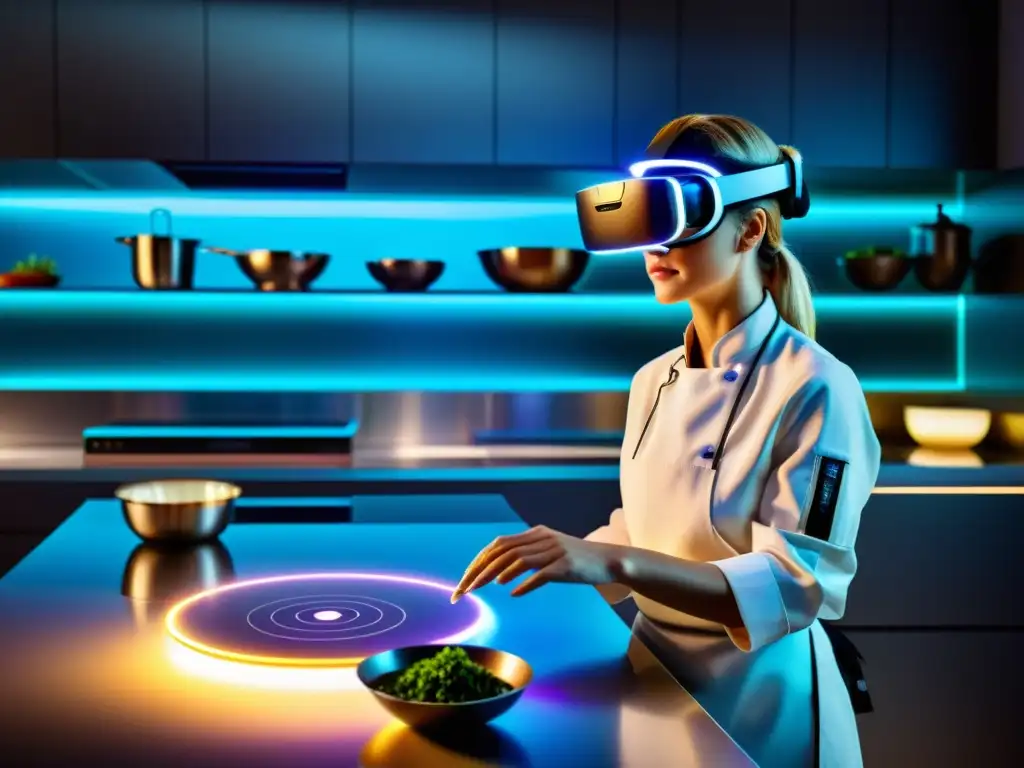 Cocina virtual: desafíos y sabores en un ambiente futurista con tecnología de vanguardia y una atmósfera dinámica y moderna