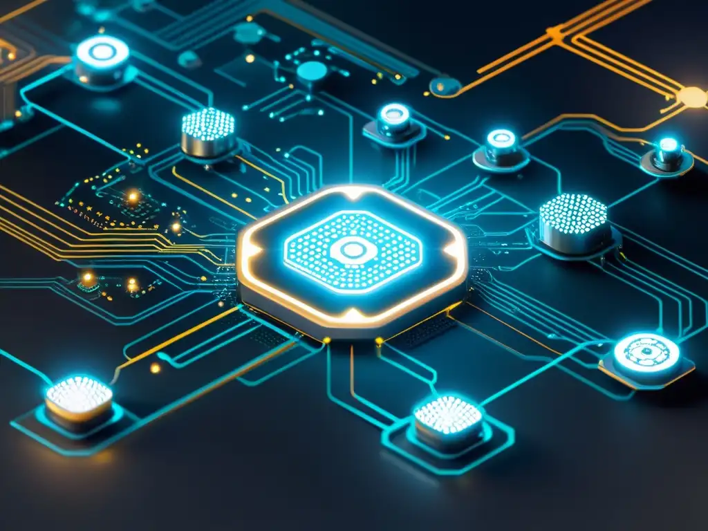 Compleja red de dispositivos interconectados en un entorno industrial moderno, resaltando la necesidad de ciberseguridad en el IoT empresarial