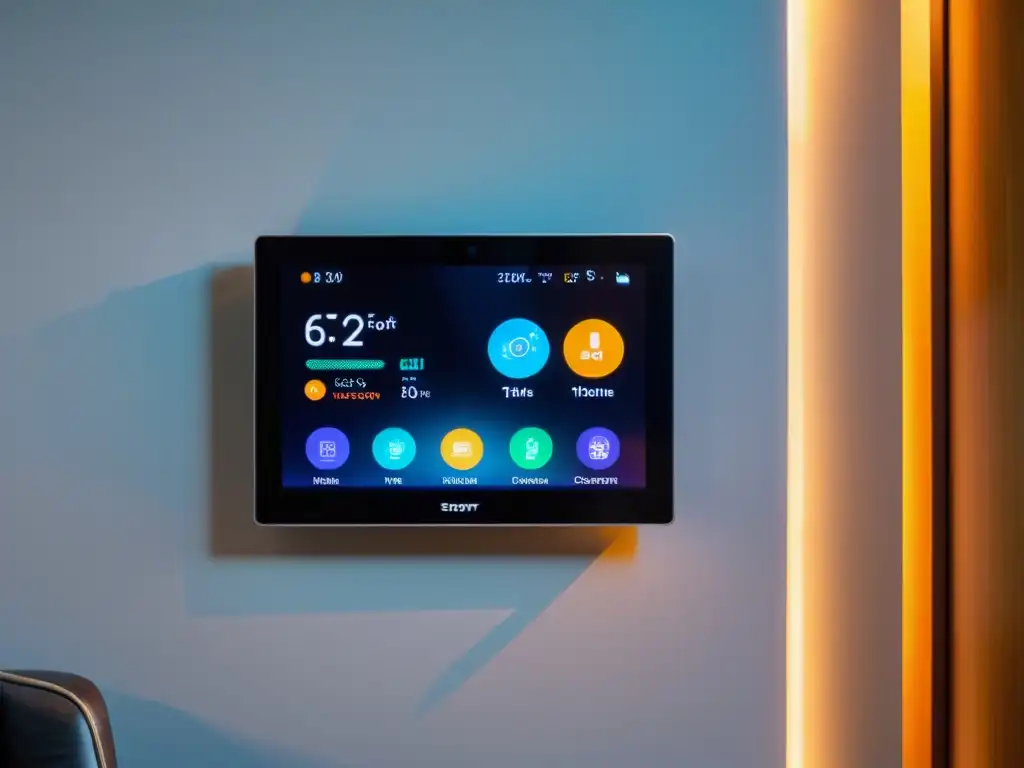 Control domótico futurista en moderno salón