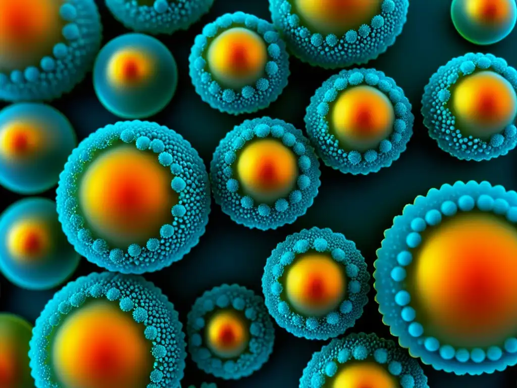 Detallada imagen de nanocápsulas para alimentos saludables, con colores vibrantes y detalles que reflejan innovación en investigación alimentaria