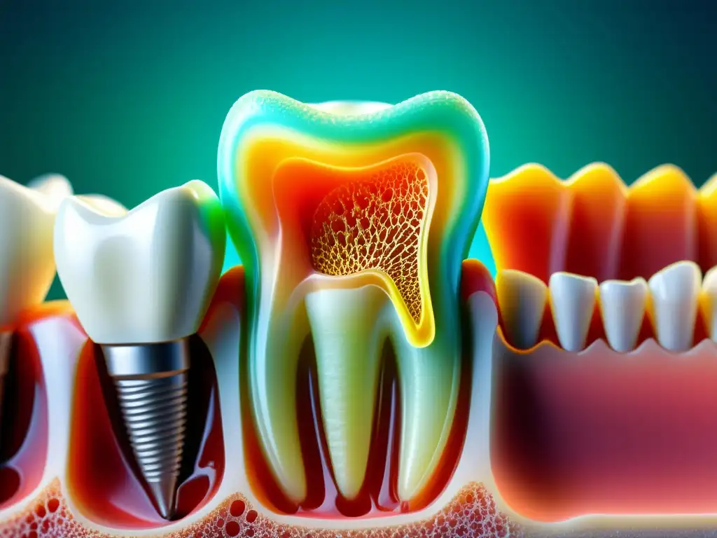 Detalle de diente bioingenieril en regeneración dental con biotecnología