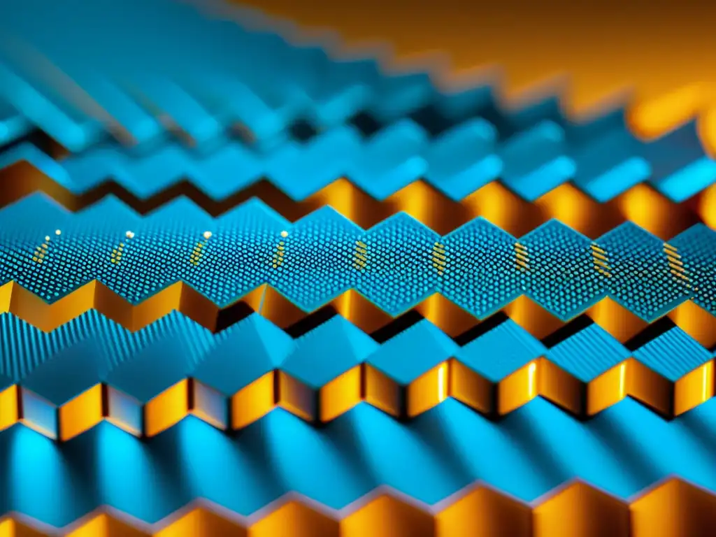 Detalle ultrapreciso de una red de nanotransistores como sustitutos del silicio, mostrando su avanzada tecnología y potencial innovador