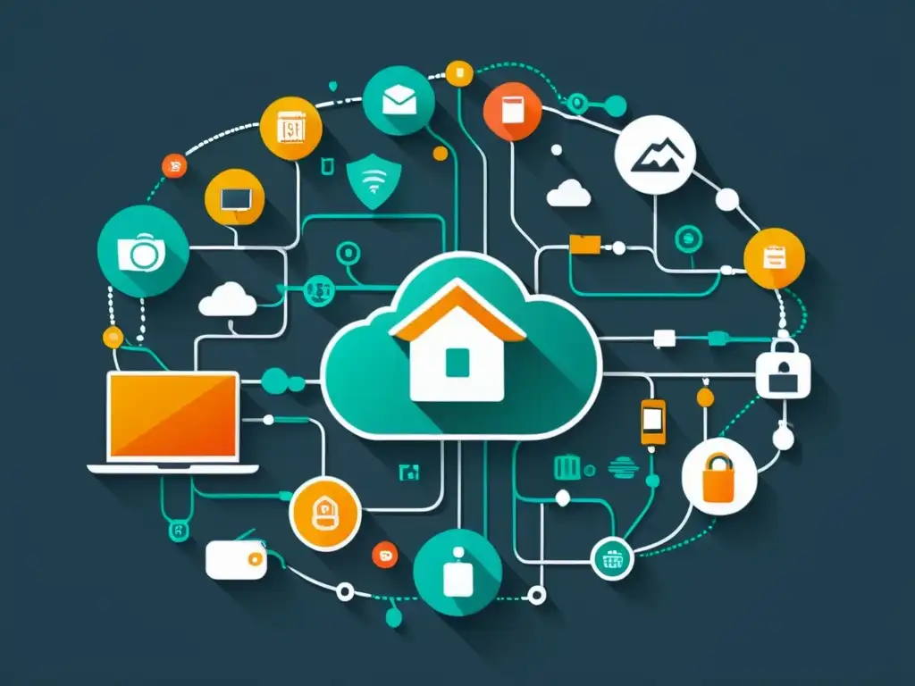 Un elegante entramado de dispositivos conectados, transmitiendo datos