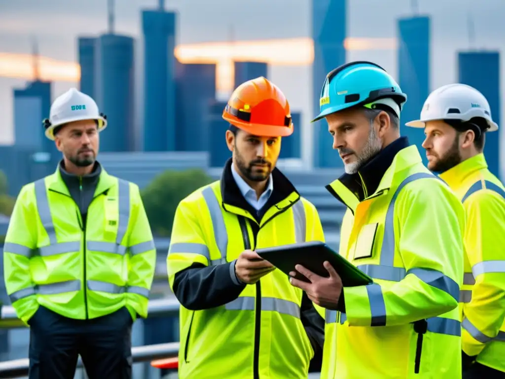 Equipo de emergencia coordinando con eficiencia gracias a las comunicaciones críticas 5G emergencias en la ciudad moderna