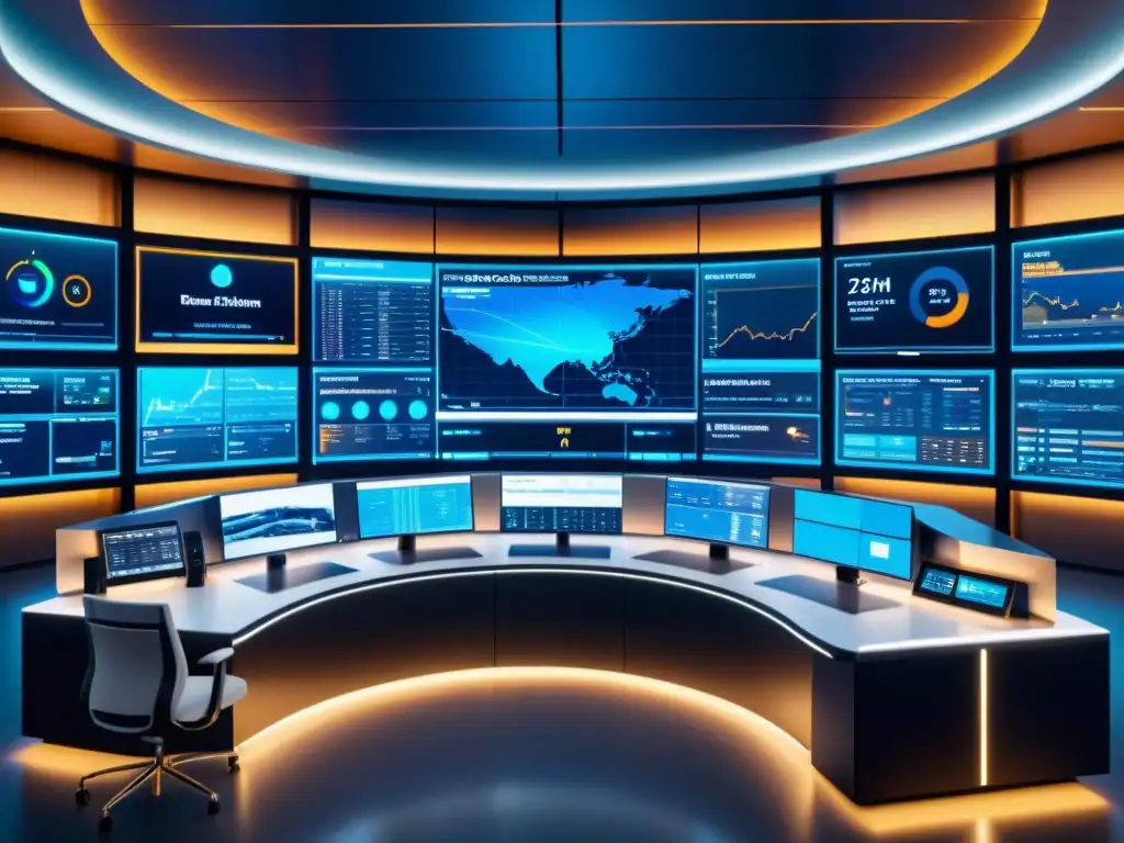 Control de Energía Futurista en 8k Ultra-Detallada Equipo de profesionales en sala de control futurista, optimización de recursos energéticos con Big Data