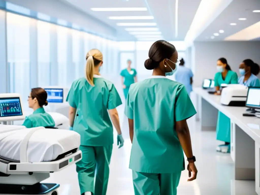 Avanzada tecnología médica y cuidado compasivo en un hospital moderno Escena hospitalaria moderna con tecnología avanzada en un ambiente luminoso