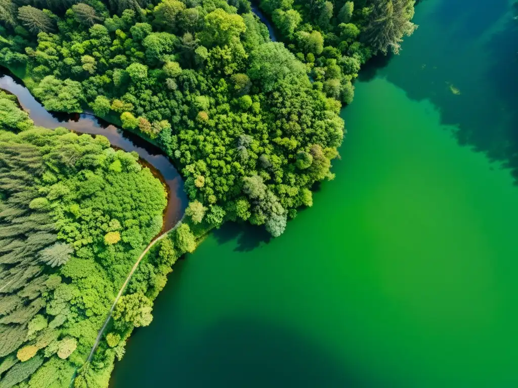 Una exuberante selva con ríos serpenteantes y un terreno vibrante, resaltando la necesidad de algoritmos para combatir cambio climático