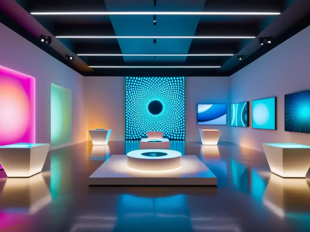 Una futurista galería de arte con impacto de la IA en la Industria Creativa