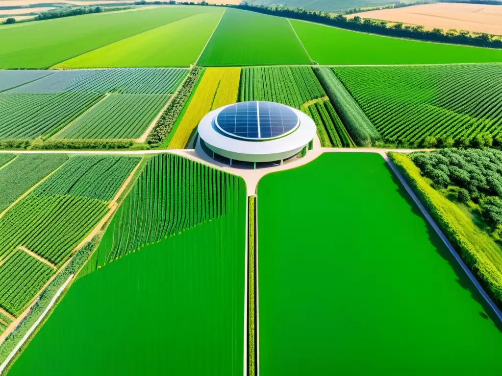 Una granja moderna con infraestructura invisible integrada en el paisaje, permitiendo el monitoreo avanzado