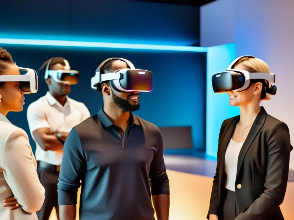 Un grupo diverso usa VR en un espacio virtual para desarrollar habilidades sociales