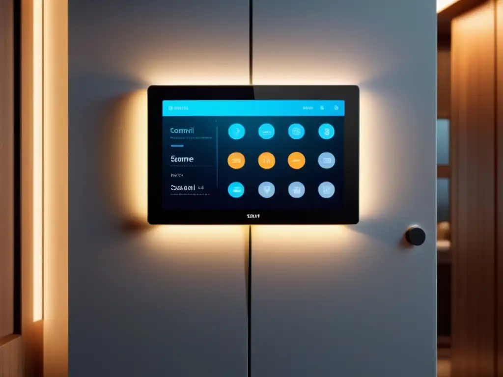Panel de control inteligente y accesible para un hogar moderno Tecnología IoT para hogar inclusivo: Panel de control inteligente en un ambiente moderno y accesible, con diseño inclusivo y personas interactuando