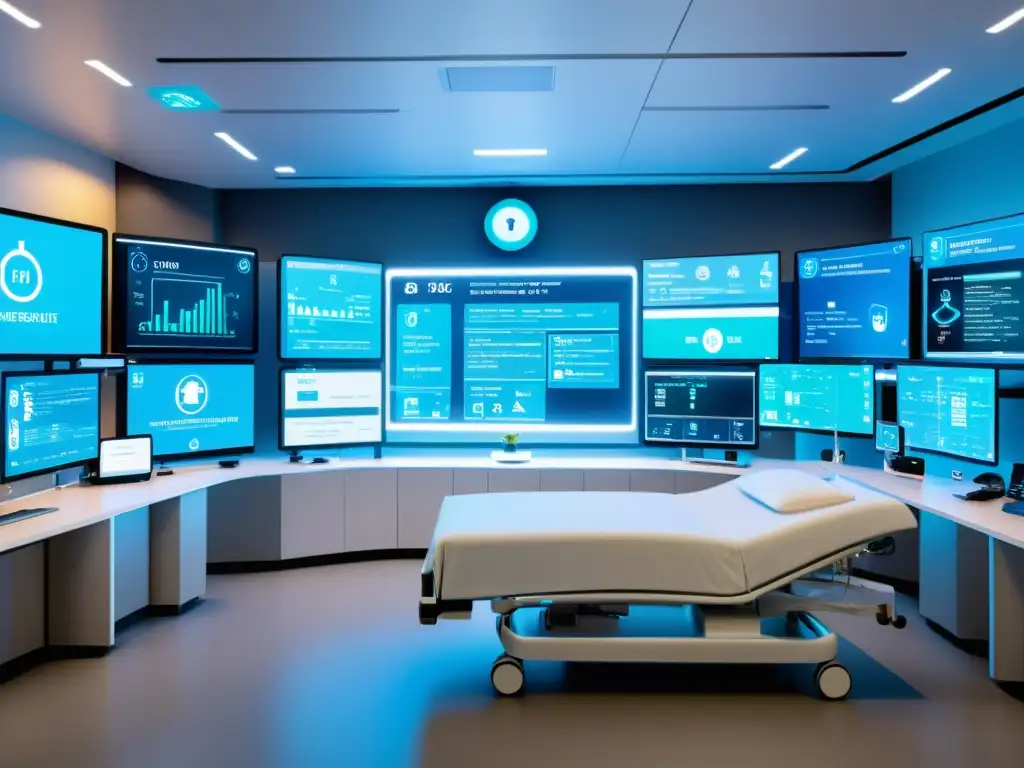 Un hospital moderno con dispositivos médicos IoT interconectados y seguros