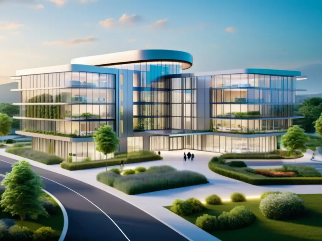Hospital de vanguardia con tecnología 5G y diseño moderno Un hospital de vanguardia con tecnología 5G integrada, comunicación eficiente y soluciones de salud avanzadas