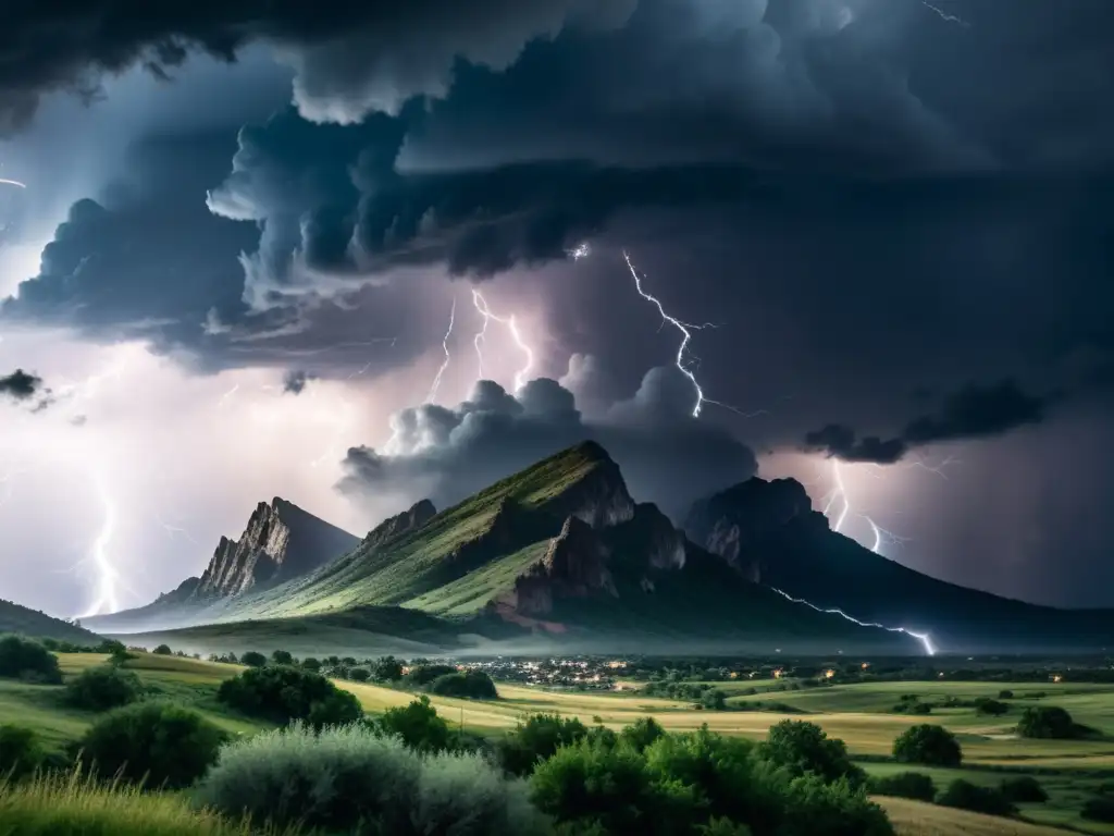 Imagen impactante de una poderosa tormenta sobre un paisaje vasto