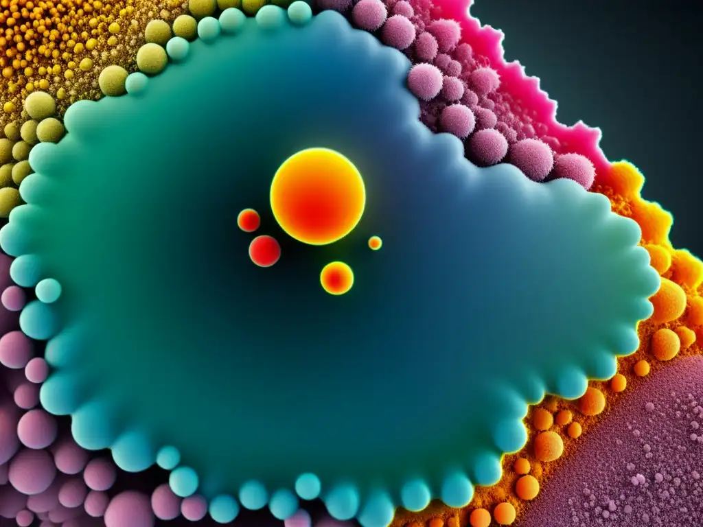 Imagen de microscopio electrónico de barrido que muestra partículas a escala nanométrica neutralizando moléculas de residuos tóxicos