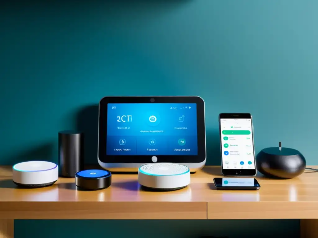Entorno domótico inclusivo con dispositivos IoT accesibles Una imagen moderna de un hogar inteligente inclusivo con tecnología IoT para hogar inclusivo, con dispositivos accesibles y diseño amigable