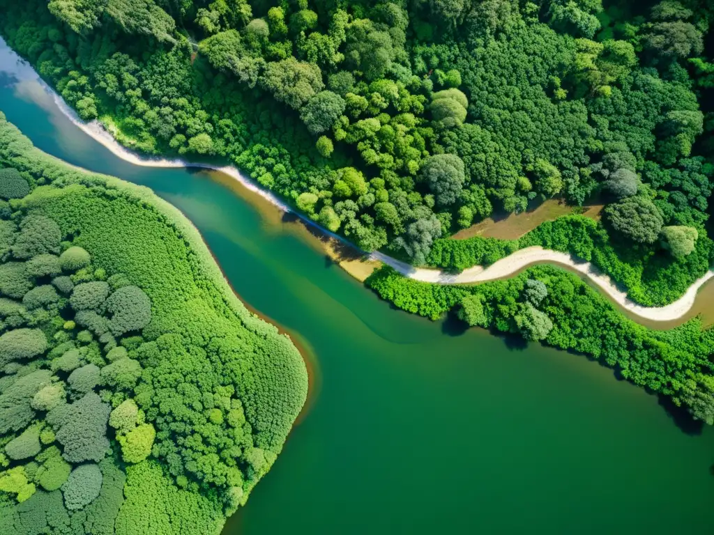 Imagen de satélite de ríos y selva exuberante