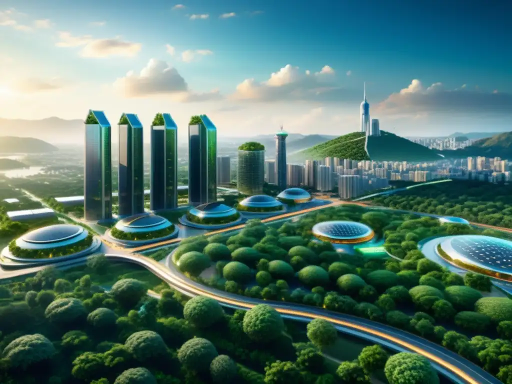 Impresionante ciudad futurista eco-amigable con tecnología blockchain