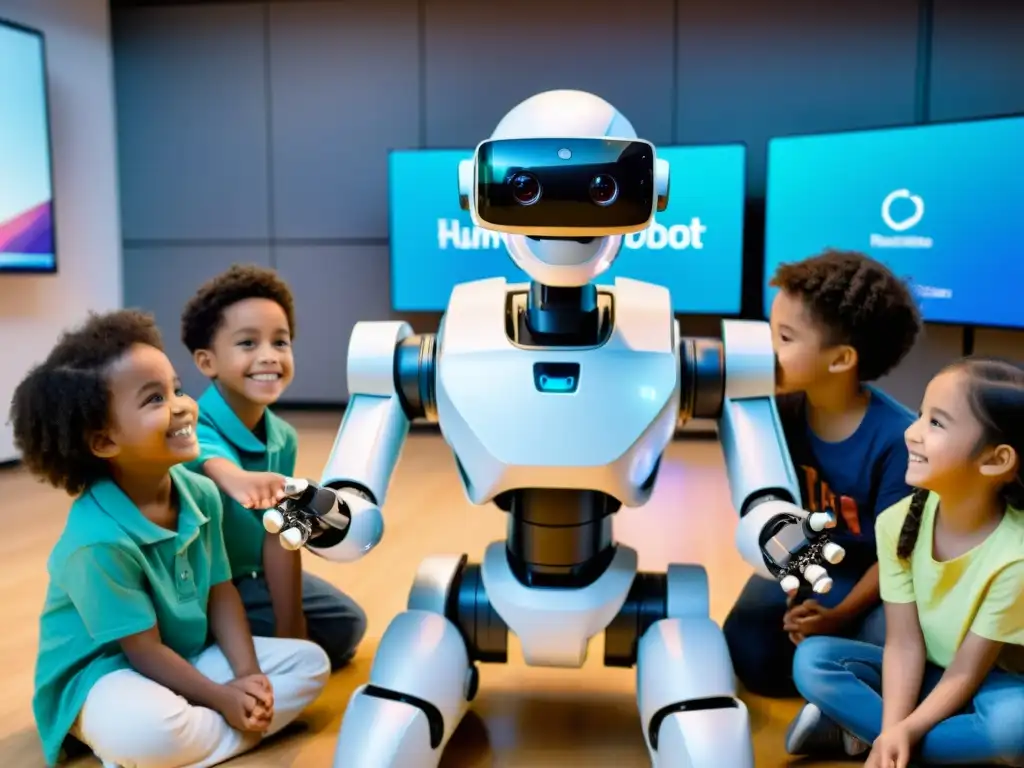 Interacción humanorobot en la infancia: Niños y robot en aula futurista con realidad virtual y contenido educativo interactivo