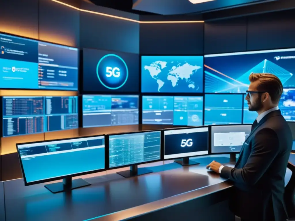 Ingenieros monitorean red 5G con tecnología futurista y prácticas seguridad redes 5G