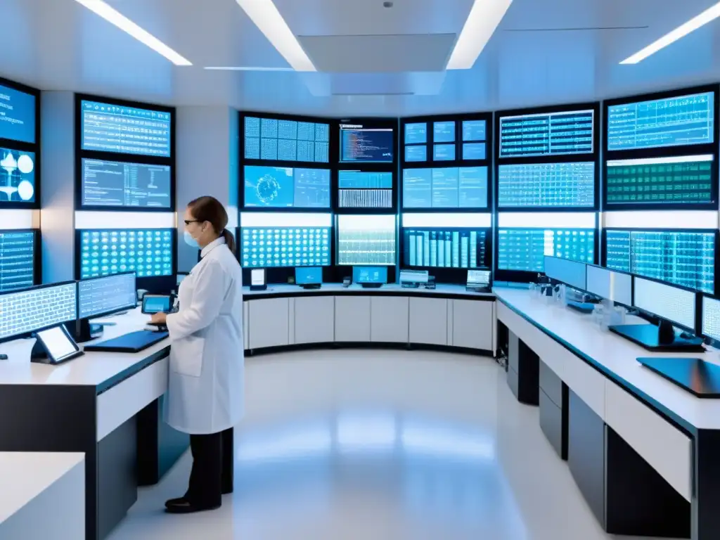 Un laboratorio de alta tecnología con científicos trabajando en la conservación genética mediante biotecnología