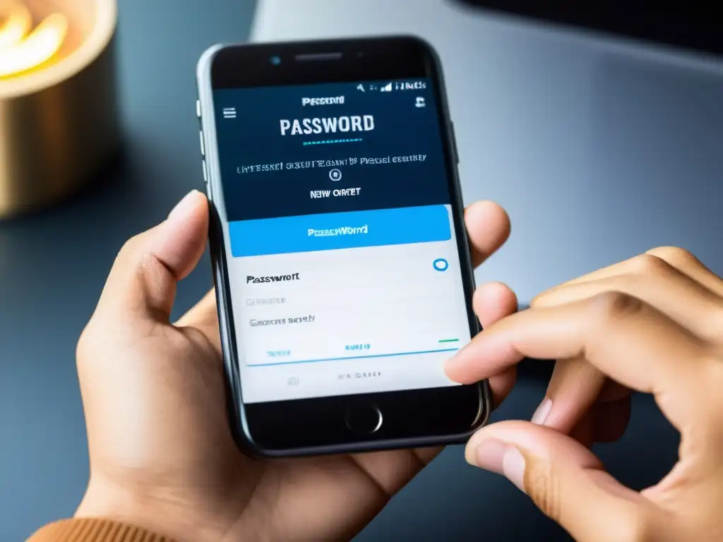 Mano generando una contraseña segura en app de gestión de contraseñas